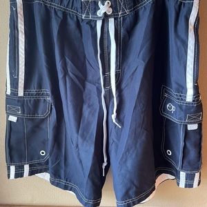 NWOT Men's (OP) Ocean Pacific BlueWhite Swim trunks Shorts size XL